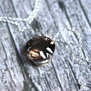 10mm Smoky Quartz Pendant Necklace with Sterling Silver Chain